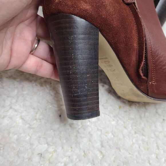 Reiss Burgundy Leather Side Zip Ankle Boots size 37